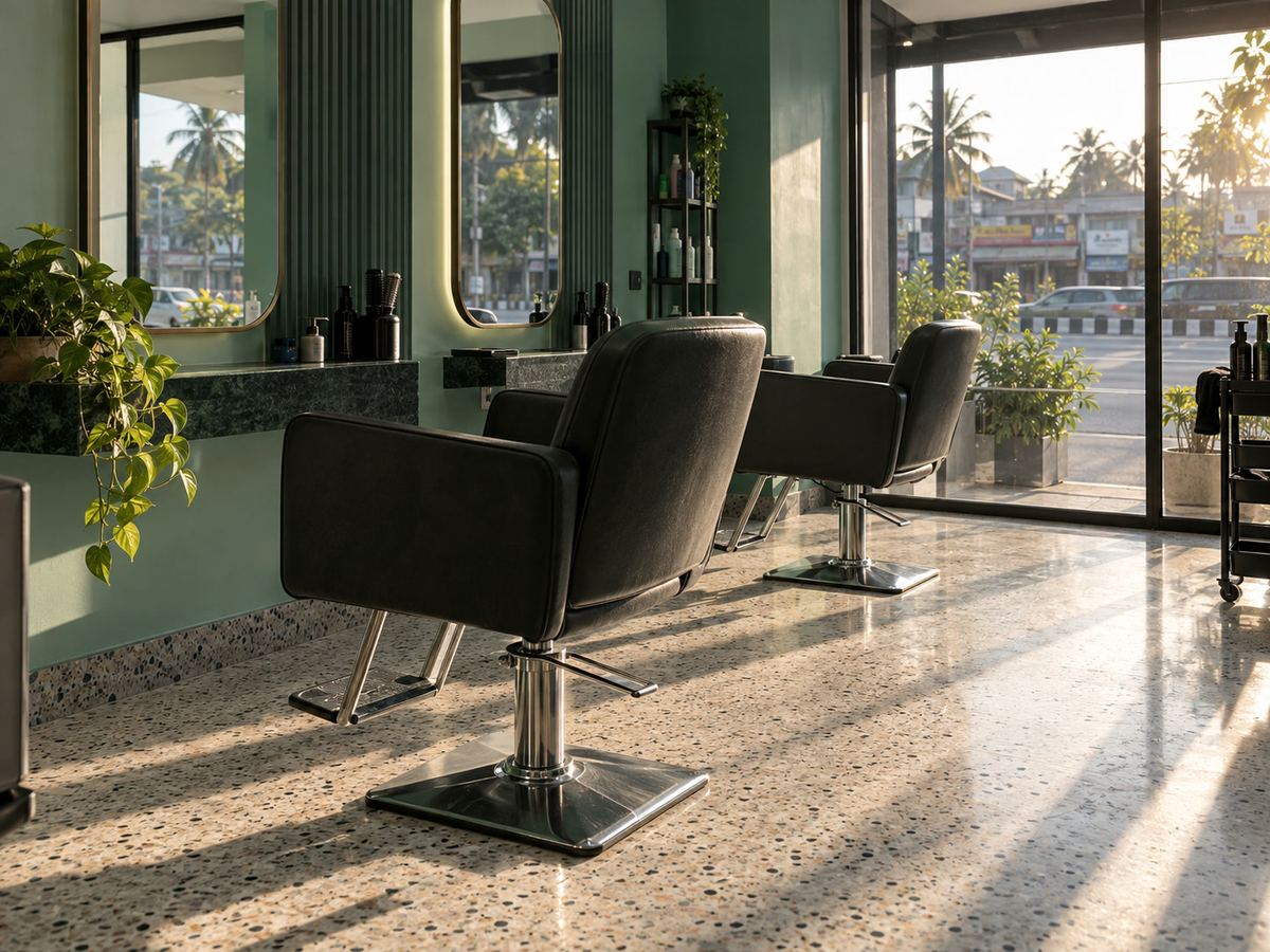 මහනුවර පාරේ ජනේලයට හරහා, mint සහ charcoal salon chair කිහිපයක් — කිසිවෙක් නැහැ