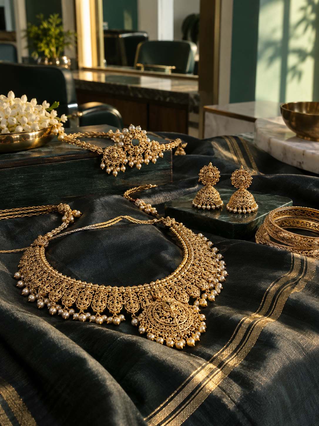 තද silk මත bridal jewellery, රන් නූල් — කිසිවෙක් නැහැ